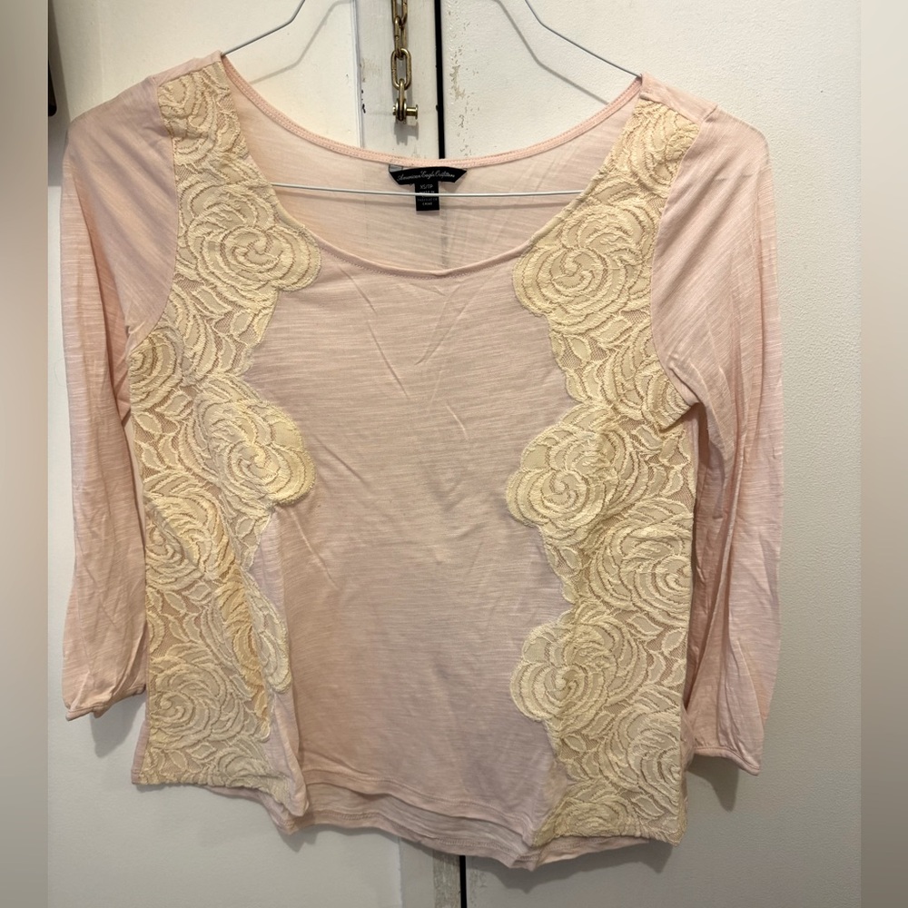 American Eagle Pink Lace Blouse